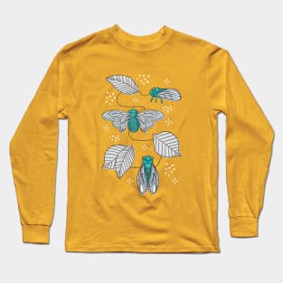 Cicadas in Pink + Teal Long Sleeve T-Shirt